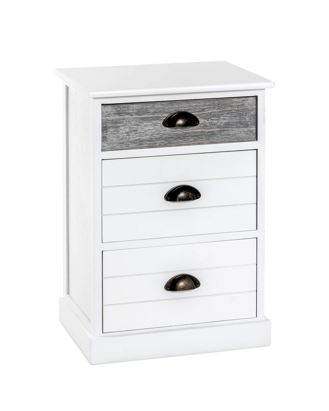 HAKU Möbel Kommode, Massivholz, weiss-grau, B 41 x T 31 x H 60 cm 41 x 31 x 60 cm, 41 x 31 x 60 cm
