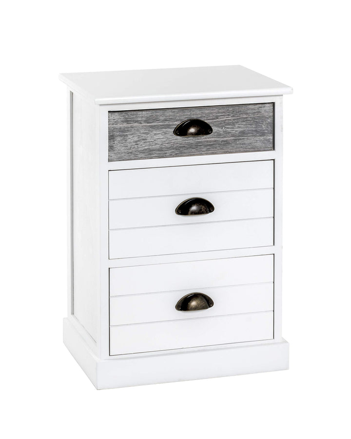 HAKU Möbel Kommode, Massivholz, weiss-grau, B 41 x T 31 x H 60 cm 41 x 31 x 60 cm, 41 x 31 x 60 cm