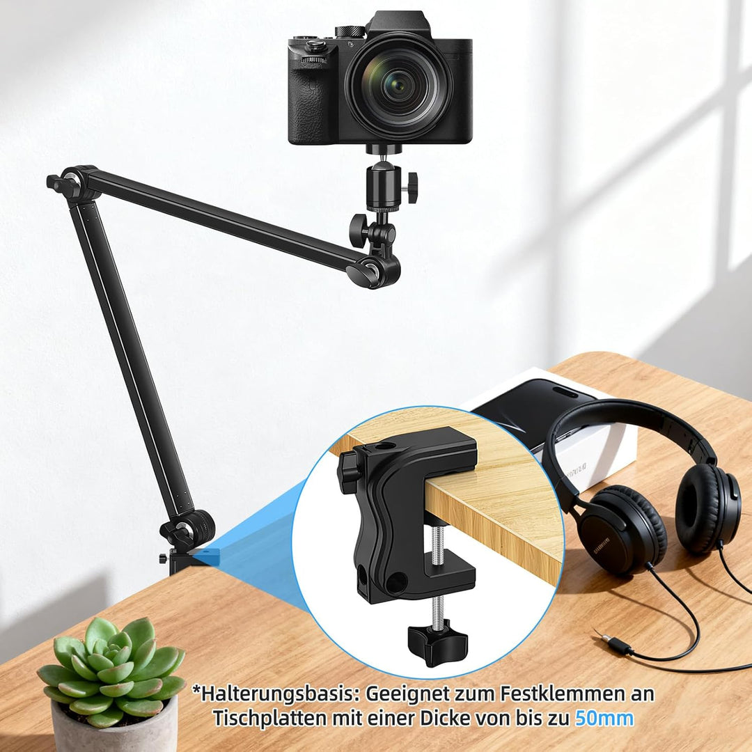Webcam Halterung, Tischstativ Kamera mit 1/4 Zoll Gewinde, Kamera Arm für Logitech C922 C930, GoPro