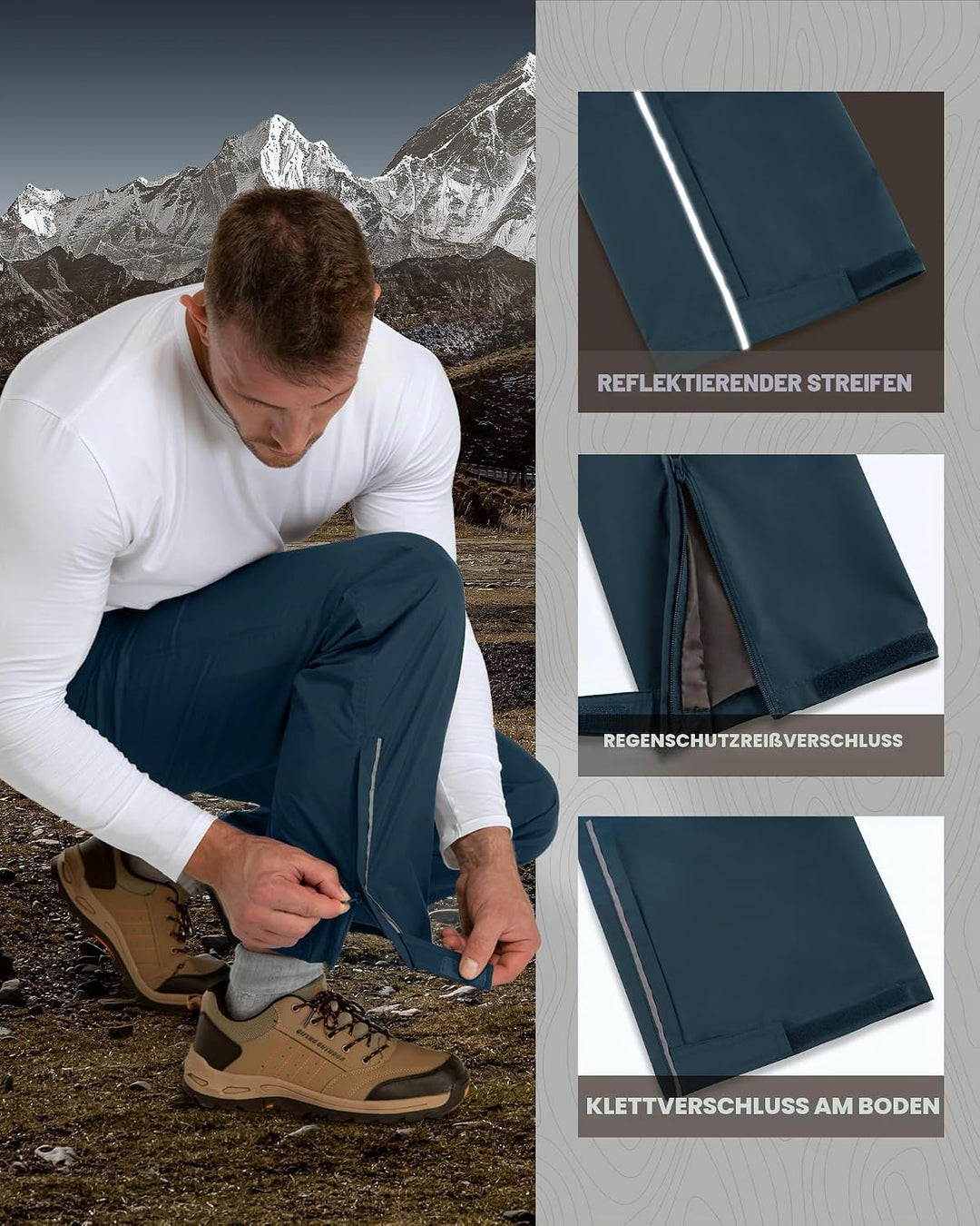 Outdoor Ventures Herren Regenhose Fahrrad Wasserdicht Atmungsaktiv Überziehhose Winddicht Outdoorhos
