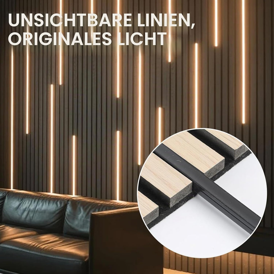 LED Profil Schwarz, LED Schiene Diffusor für Akustikpaneele Beleuchtung – 12x12mm Flexibles Silikon