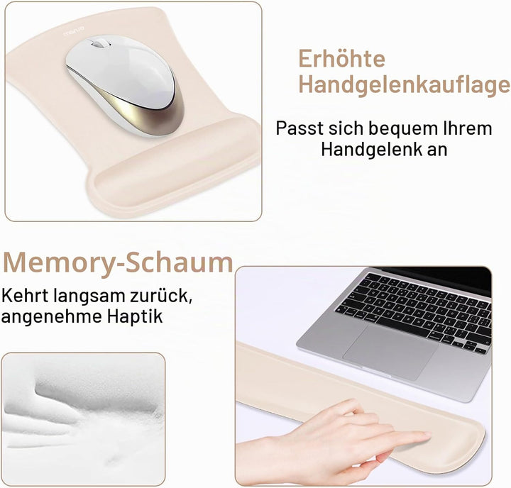 MOSISO Schreibunterlage Matte Tastatur Mauspad Set, 4-in-1 Ergonomisches Mousepad&Tastatur Handgelen