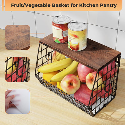 Wawocs Obstkorb Hängend Obstschale Obst Gemüse Aufbewahrung Wand Stapelbar Obstschale Etagere mit Ho