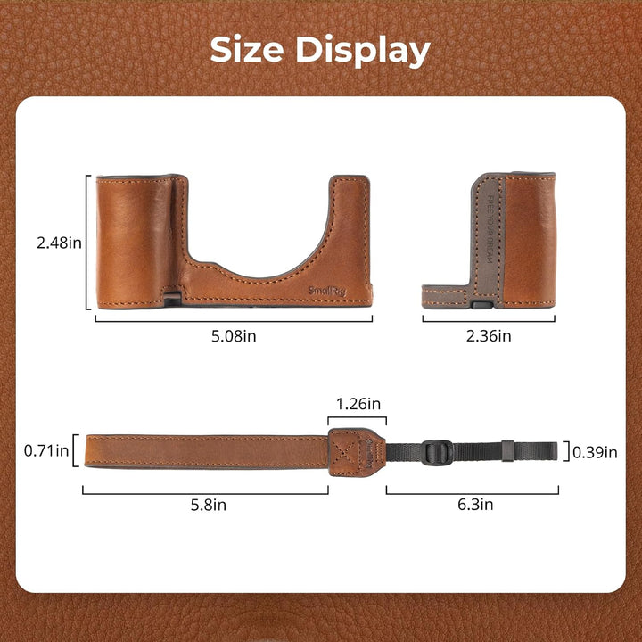 SMALLRIG A7C II / A7CR Kamera-Ledertaschen-Set für Sony Alpha 7C II/Alpha 7CR, Halbtasche aus Leder