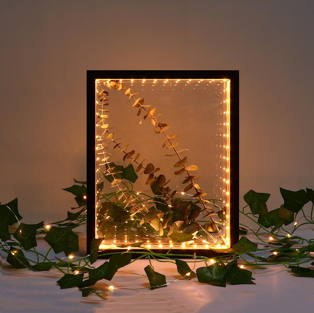HanYun 3D Bilderrahmen Zum Befüllen mit LED-Lichterketten, 21.5X26.5cm Bilderrahmen Schwarz n tiefer