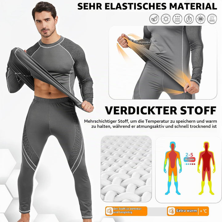 UNIQUEBELLA Thermo Unterwäsche Set, Funktionswäsche Herren Skiunterwäsche Winter Suit Ski Thermo-Unt