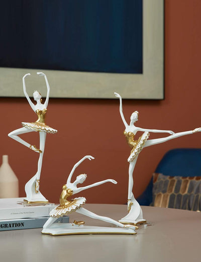 HAUCOZE Ballerina Figur Statue Frau Skulptur Modern Dekor Wohnzimmer Kunst Arts Polyresin Geschenk 3