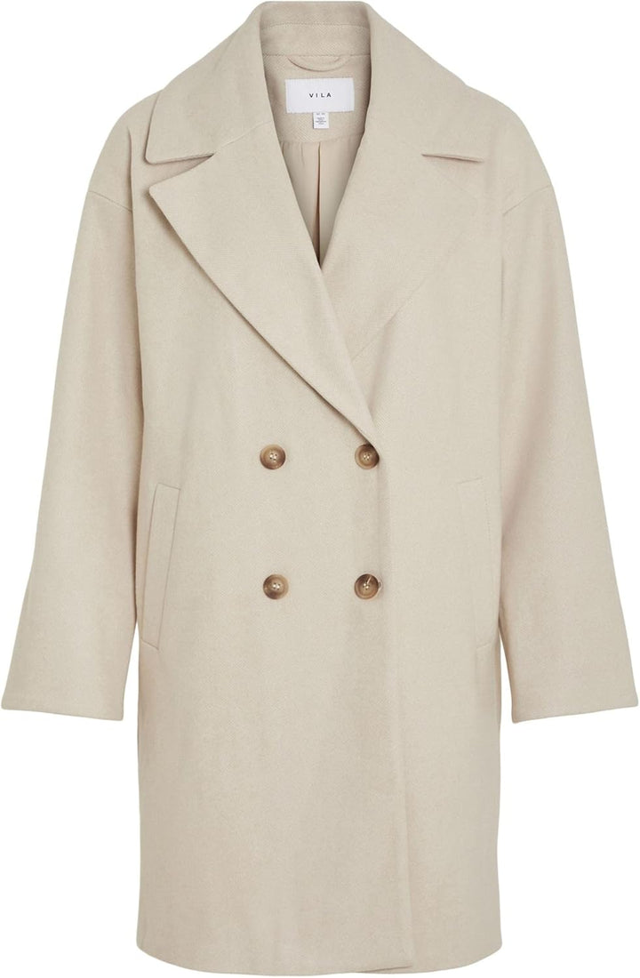 Vila Female Mantel Zweireihiger 38 Doeskin, 38 Doeskin