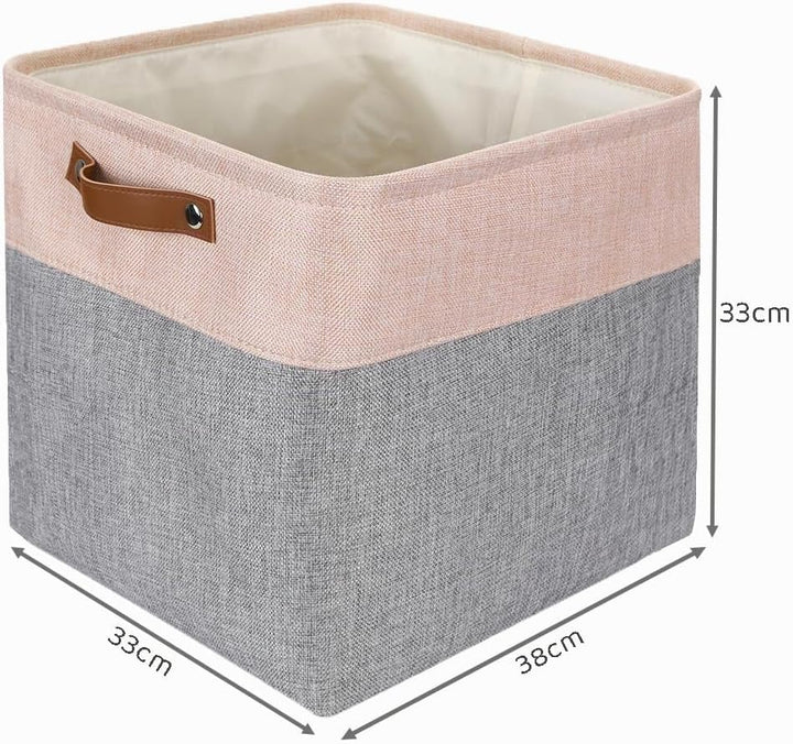 Mangata Boxen für Kallax, 33x38x33cm Aufbewahrungskörbe aus Stoff(Grau Rosa, 3er-Pack) Grau Rosa 3er