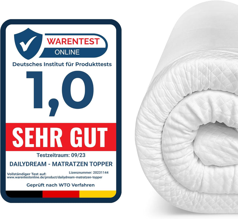 Dailydream viscoelastischer Matratzentopper Model S mit Memory Foam Effekt, 90x200x3,5cm, Edition La