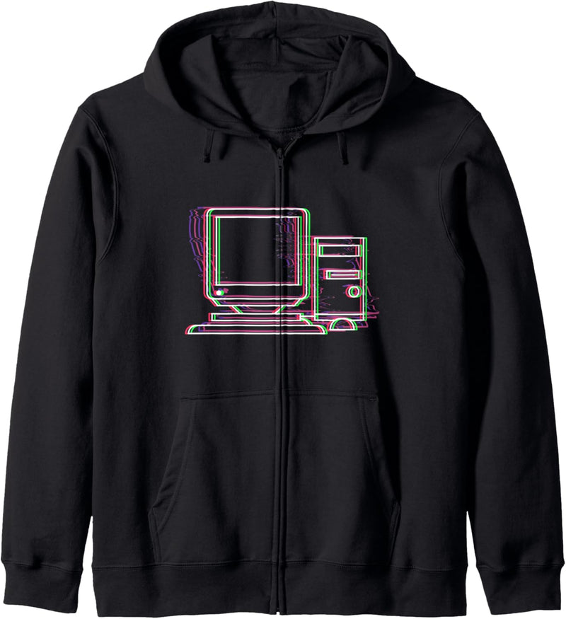 Computer PC Hardware Retro Geek Otaku Synthwave Bildschirm Kapuzenjacke