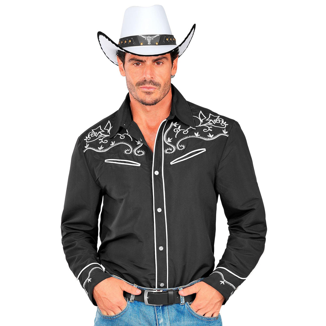 W WIDMANN MILANO Party Fashion - Cowboy Hemd Herren, Westernhemd mit Stickereien, Kostüm Outfit für
