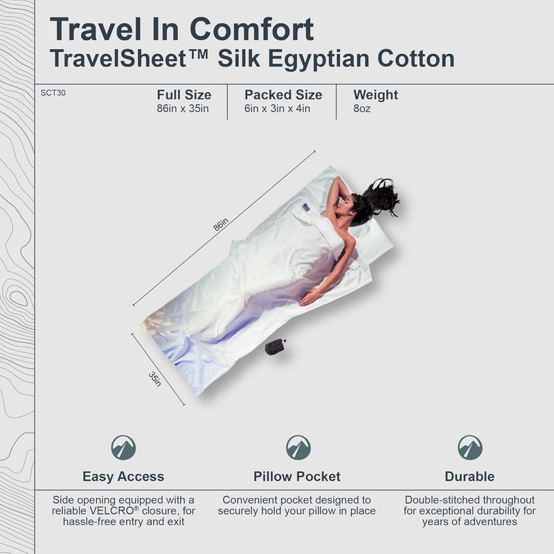 Cocoon Seiden-Baumwollschlafsack Travel Sheet - Silk/Cotton - Natur natur 86"x35", natur 86"x35"