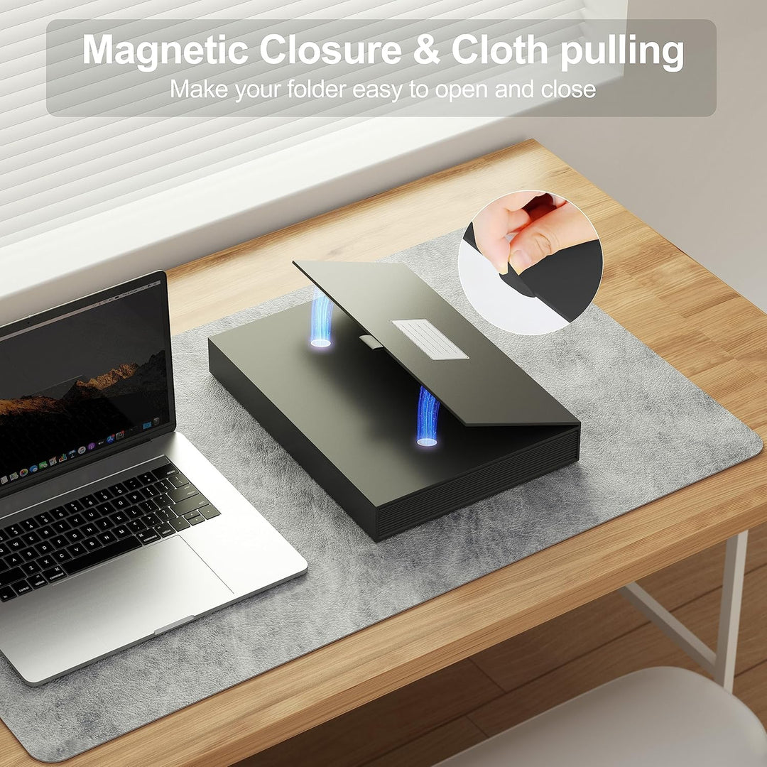 JiaWei Dokumentenmappe A4 mit Magnetisch Deckel, 13 Fächern, Fächermappe mit Etiketten, Aus 2250 g/m