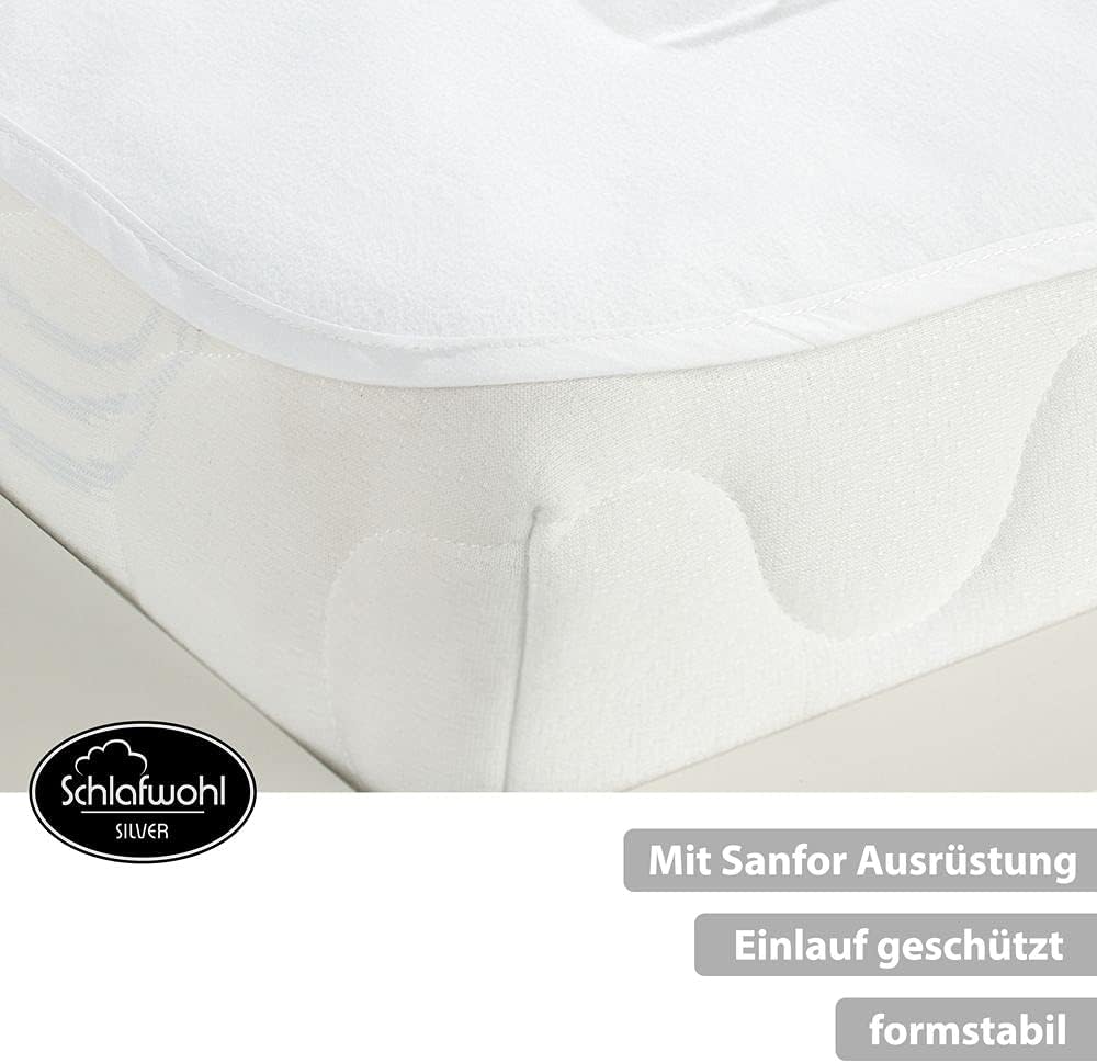 SCHLAFWOHL SILVER Wasserdichter Matratzenschoner • Matratzenschutz • Topper 90 x 200 cm •Zer