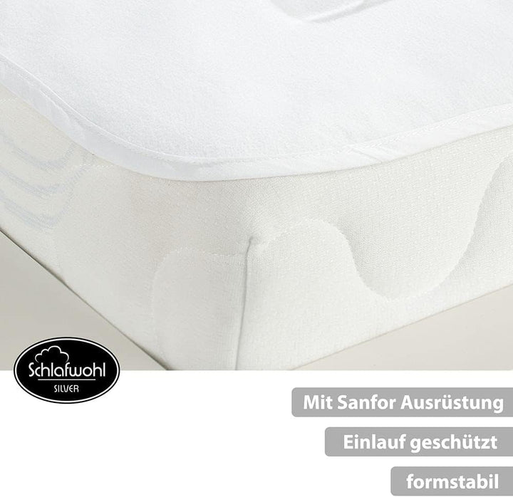 SCHLAFWOHL SILVER Wasserdichter Matratzenschoner • Matratzenschutz • Topper 90 x 200 cm •Zer