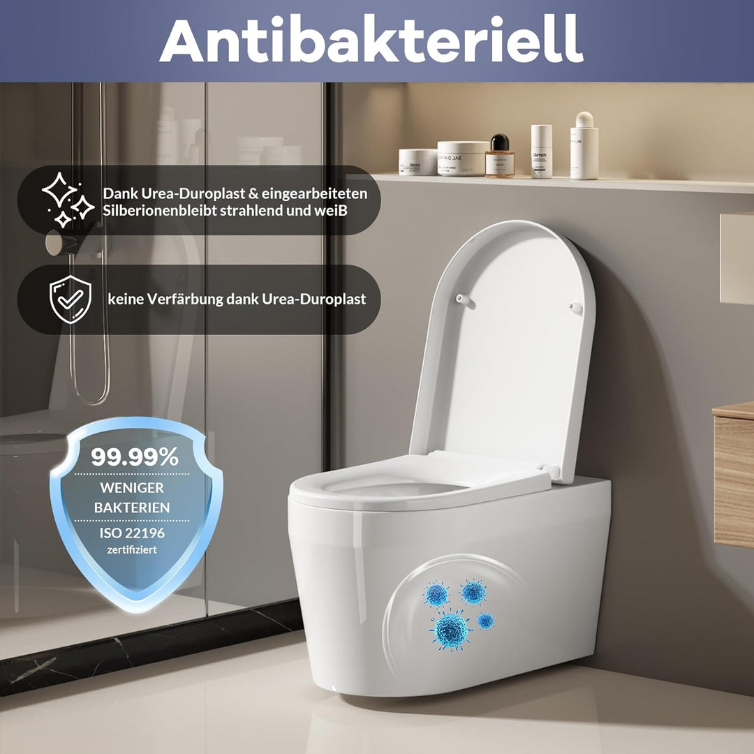 Toilettendeckel Mit Absenkautomatik Weiss – Antibakterieller WC Sitz Mit Quick-Release Funktion – Ei