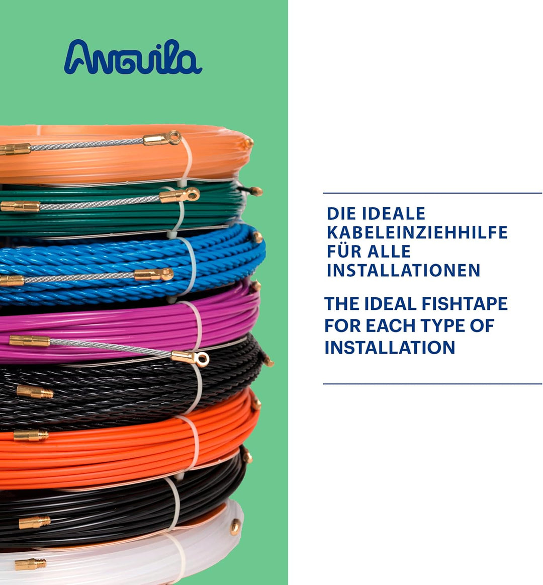 Anguila Max| Kabeleinziehhilfen | Glasfaser verstärkt | Nylon | Kombi-Endstücke | Farbe grün | Durch