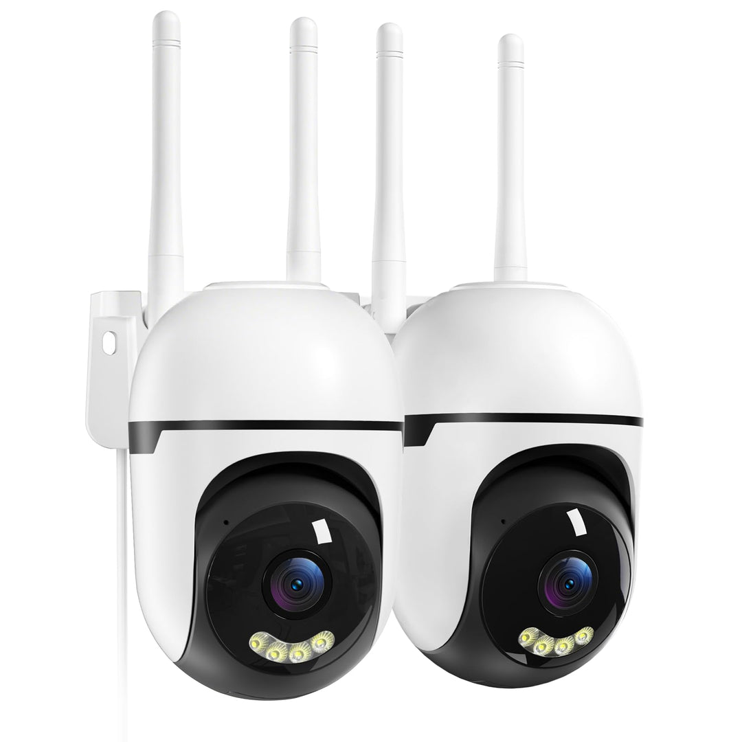 2K Überwachungskamera Aussen, WLAN 360° Kamera 3MP 2.4G & 5G WiFi mit Farbiger Nachsicht, IP66, Zwei
