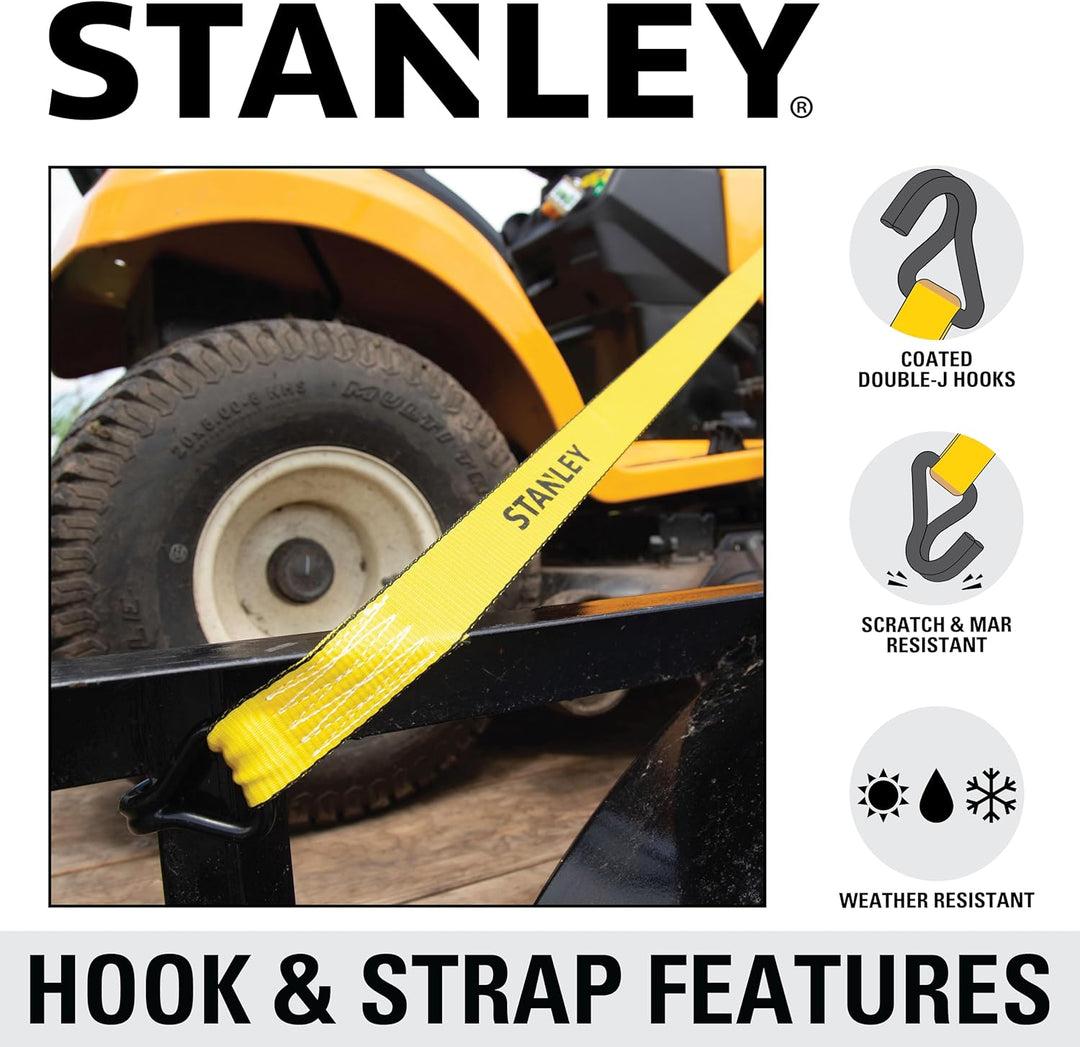 STANLEY S10074 Spanngurte mit Ratsche, 3,8 cm x 4,9 m, für schwere Ladungen (1.500 kg Bruchfestigkei
