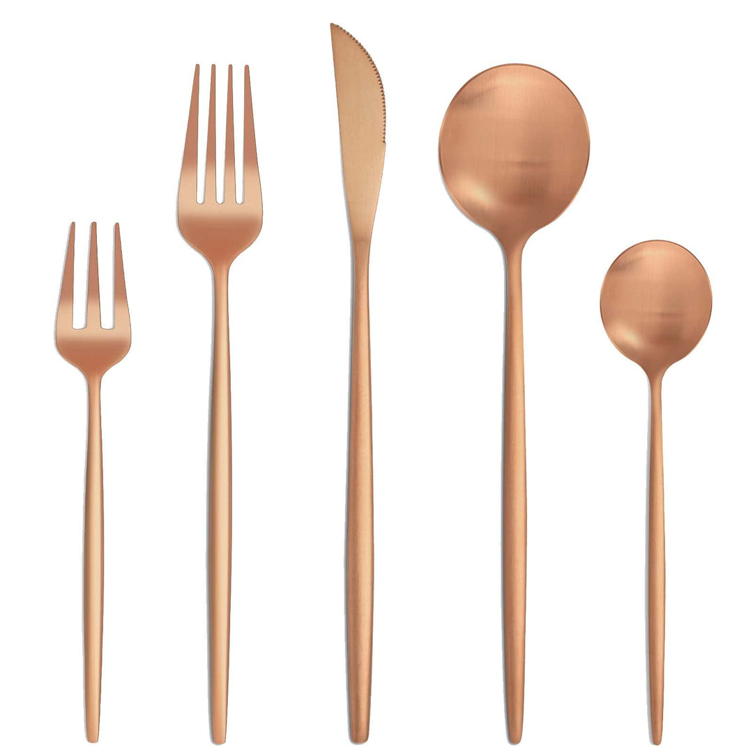 Bestdin Besteck Set 6 Personen, 30 teilig Edelstahl Besteck Roségold Matt, Essbesteck Set mit Messer