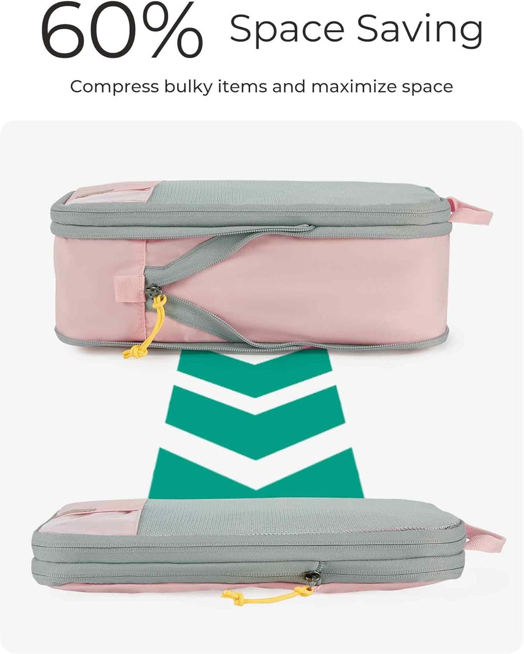 BAGSMART Packing Cubes Compression 6 Stück, Rucksack Koffer Organizer Packtaschen, Wasserdicht Packw