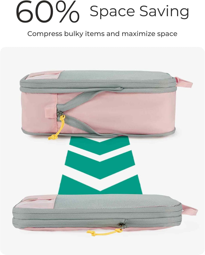 BAGSMART Packing Cubes Compression 6 Stück, Rucksack Koffer Organizer Packtaschen, Wasserdicht Packw