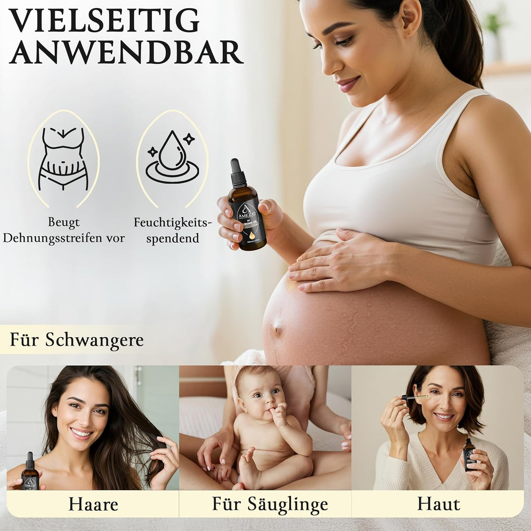 Mandelöl Bio Kaltgepresst I Für Haare, Gesicht, Körper, Haut I Mandelöl baby I 100% rein und nachhal