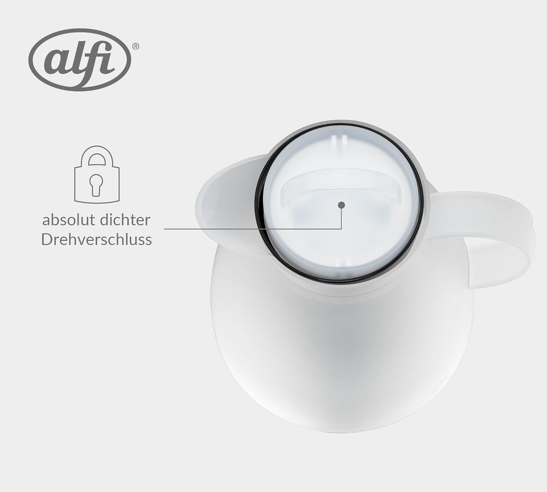 alfi 1935011100 Isolierkanne Dan Tea Kunststoff 1.0 l, weiss mit Teefilter Transparent, mit Teefilte