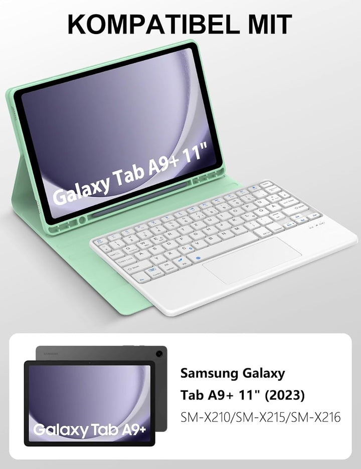 JADEMALL Für Galaxy Tab A9+ 11" (2023) Tastaturhülle mit Touchpad QWERTZ | Mit Touchpad - 120 Tage S