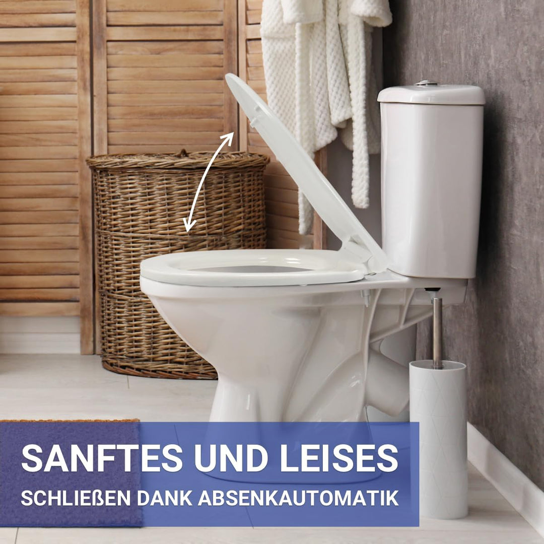 WENKO Varoni Wc Sitz mit Absenkautomatik [Einfache Montage] Klodeckel mit Absenkautomatik in weiss [