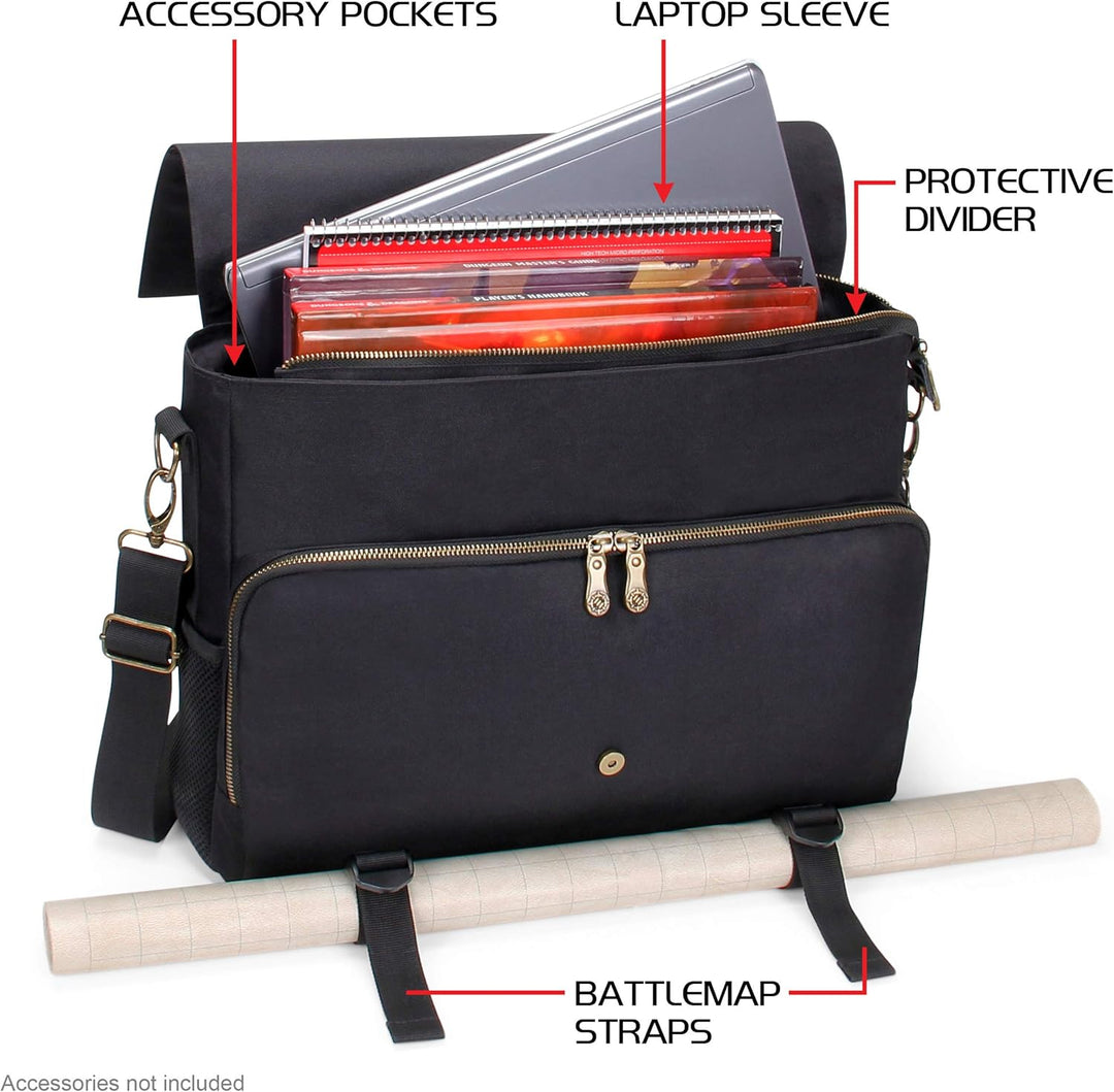 ENHANCE Player's Essentials DND-Tasche - Umhängetasche aus Drachenhaut für 2–4 Bücher, Ordner, Würfe