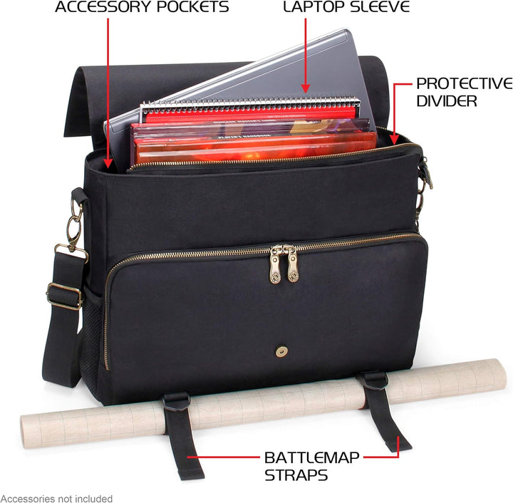 ENHANCE Player's Essentials DND-Tasche - Umhängetasche aus Drachenhaut für 2–4 Bücher, Ordner, Würfe