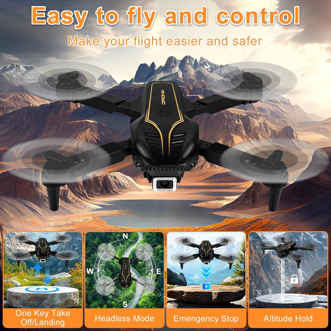 Reichweite faltbare Drohne mit Kamera für Anfänger – 60+ Min.Flugzeit,WiFi FPV Quadrocopter mit 4K H