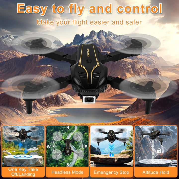 Reichweite faltbare Drohne mit Kamera für Anfänger – 60+ Min.Flugzeit,WiFi FPV Quadrocopter mit 4K H