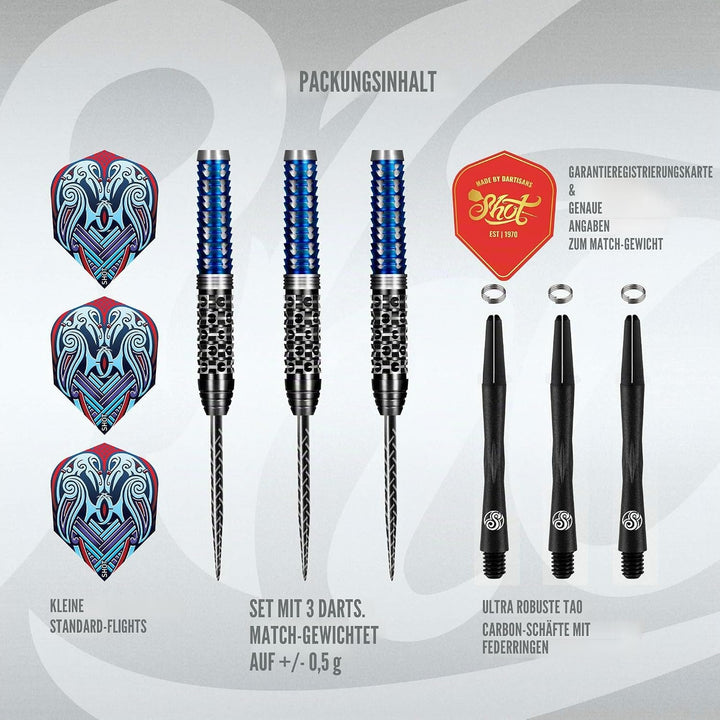 Shot! Darts Viking Raven 90% Tungsten Pro Throwing Darts Steel Tip Set Professional Made in New Zeal