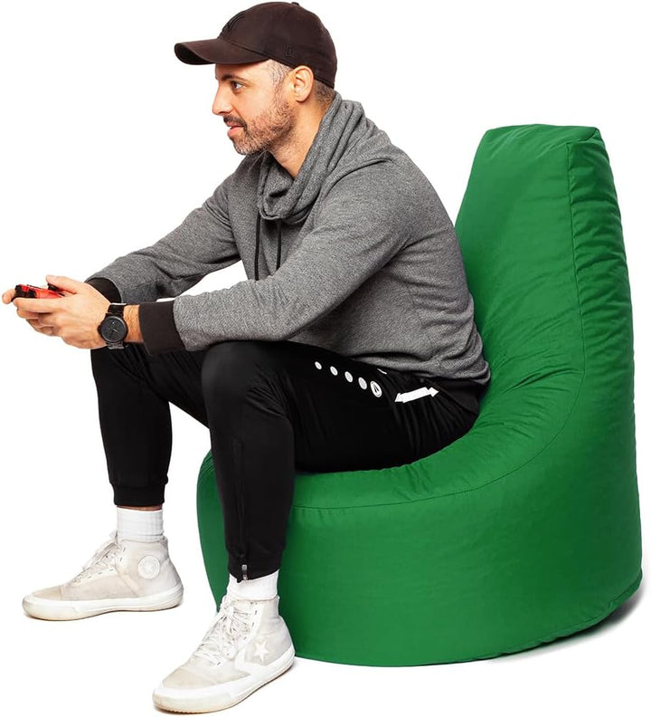 PATCH HOME Gamer Sessel inkl. Würfel Bean Bag Set Ø80cm, 30cm Sitzhöhe, 90cm Höhe + 35x35cm Würfel G