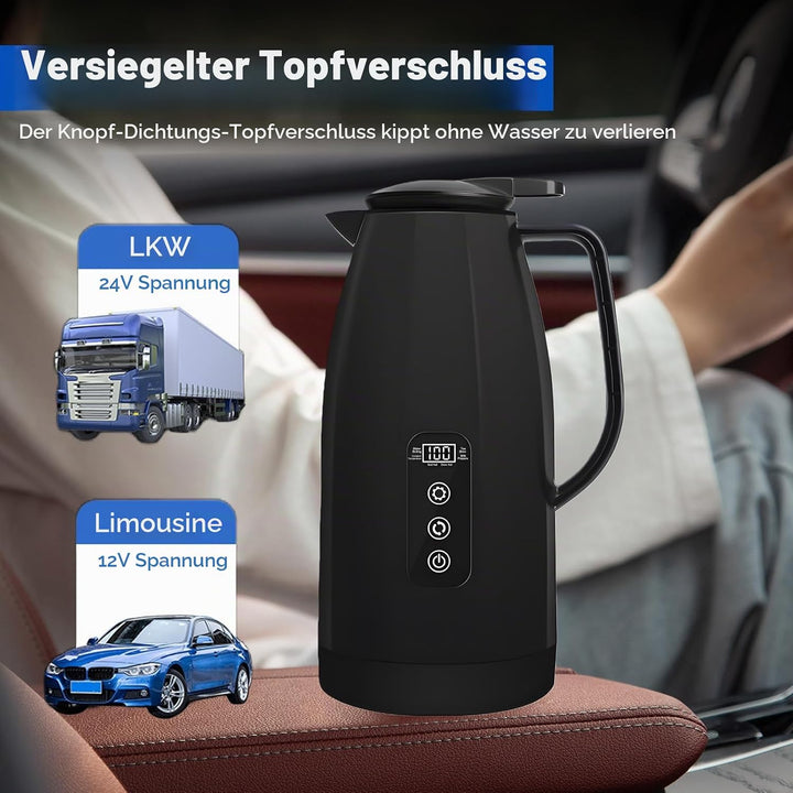 Wasserkocher für Auto 1.2L, 2/24 Volt Wasserkocher Auto Zigarettenanzünder, elektrischer Teekocher B