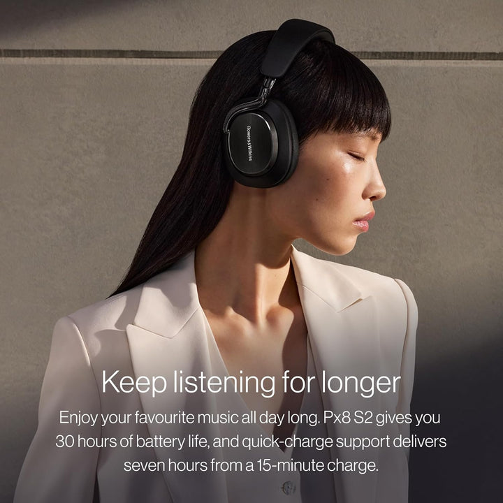 Bowers & Wilkins Px8 S2 Kabellose Noise-Cancelling Kopfhörer mit Bluetooth, Schnellladefunktion, 30