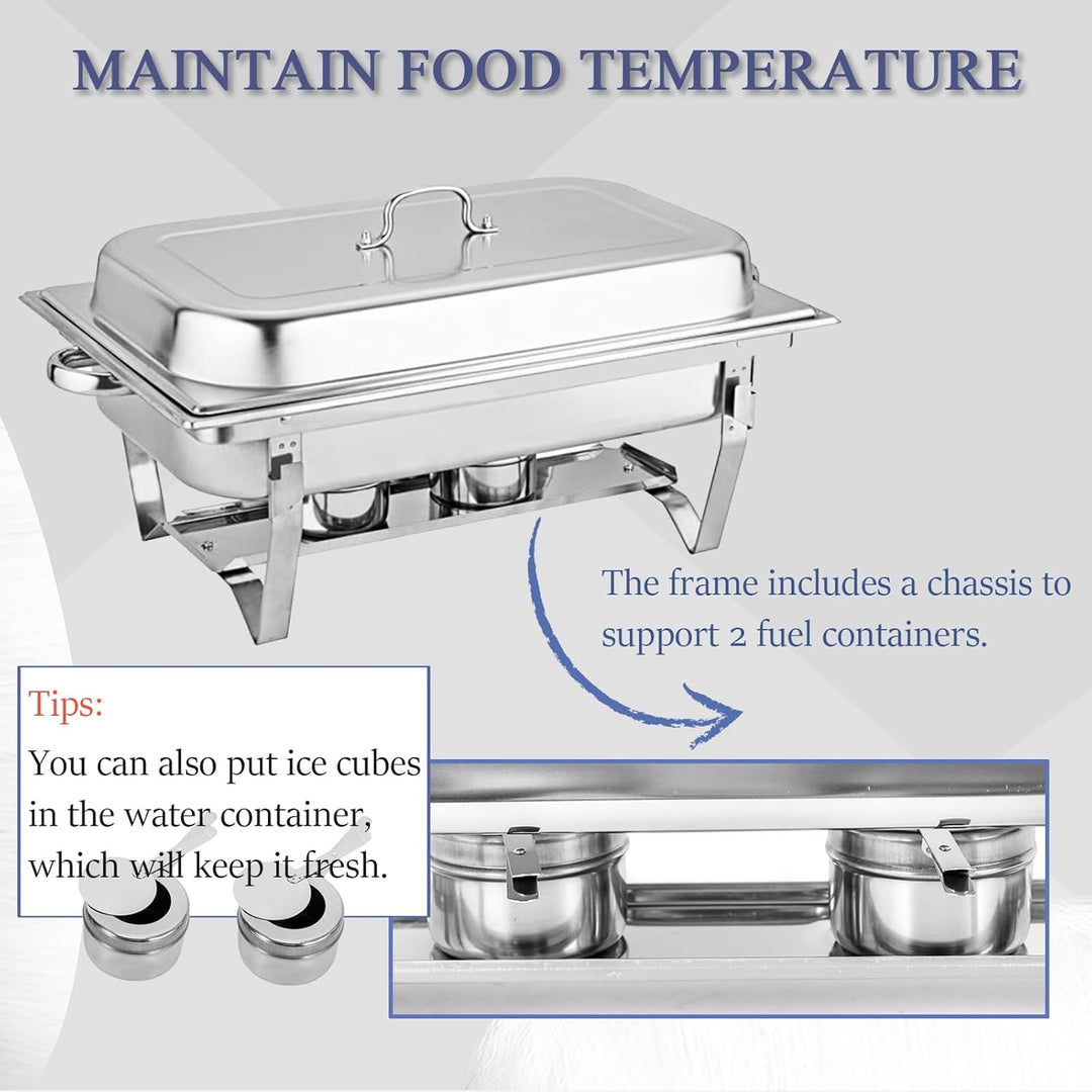Chafing Dish,Edelstahl Warmhaltebehälter,Speisenwärmer, Edelstahl Speisenwärmer Behälter,Wärmebehält