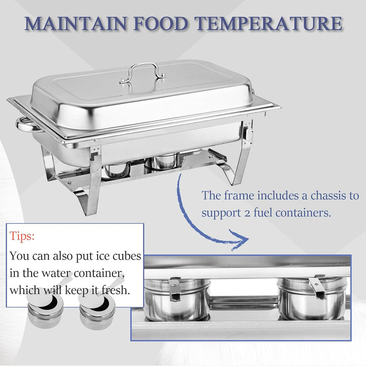 Chafing Dish,Edelstahl Warmhaltebehälter,Speisenwärmer, Edelstahl Speisenwärmer Behälter,Wärmebehält