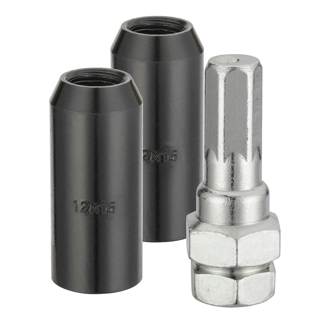 20 Stück Kegel 60° 45mm Schmal Sechskantschlüssel Stahl Lug Nuts M12 x 1,5 Radmuttern (Schwarz), Sch