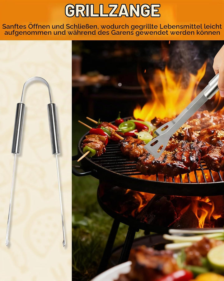 5PCS Edelstahl Grillset für Geschenk - BBQ Grillbesteck Set Edelstahl Grillzubehör-Set Grillset Für