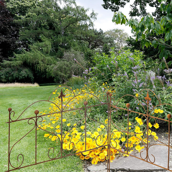 ecosoul Beetzaun Gartenzaun Zaun Zaunelement Rankhilfe Metall Eisen Rost Deko 62cm hoch x 80cm lang