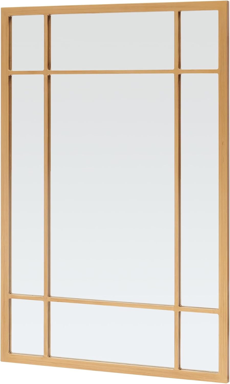 [en.casa] Wandspiegel Colobraro Fensterspiegel rechteckig 90 x 60 cm Spiegel Goldener Rahmen vertika