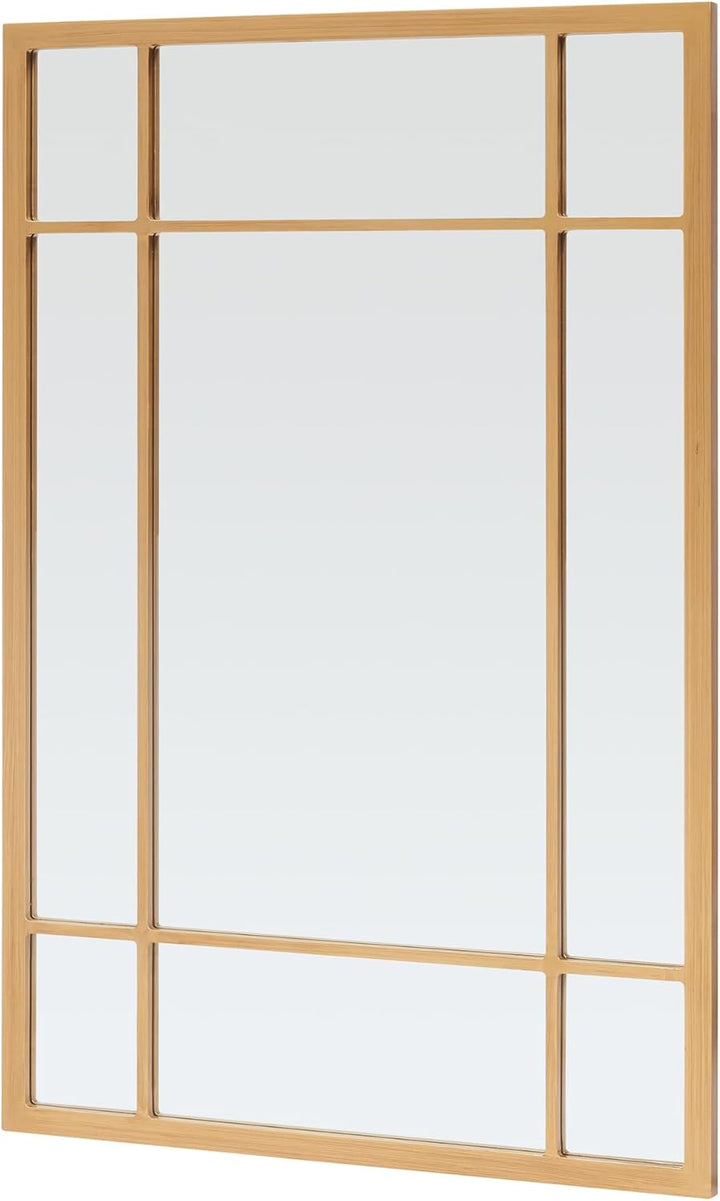 [en.casa] Wandspiegel Colobraro Fensterspiegel rechteckig 90 x 60 cm Spiegel Goldener Rahmen vertika