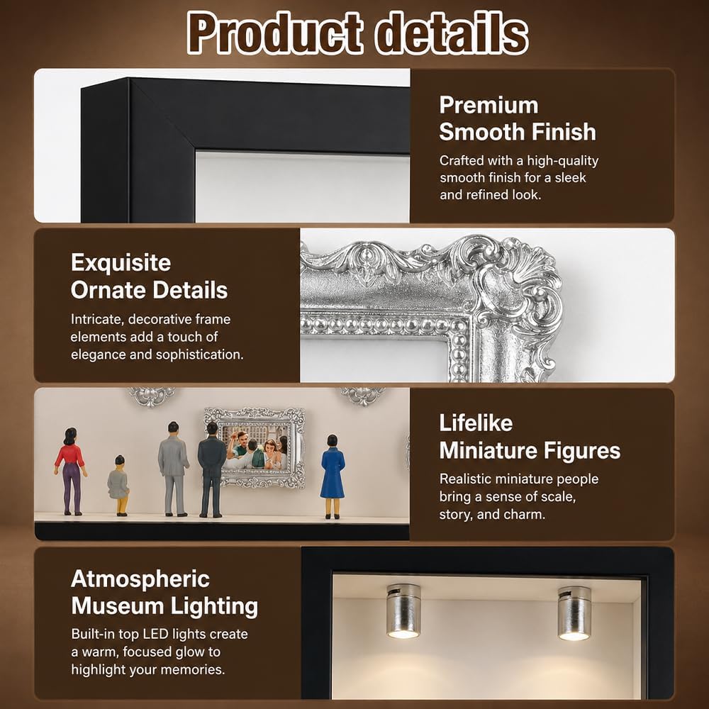 DIY Mini Museum Silhouette Box, ZMCVOE 11 PCS Mini Bilderrahmen Vintage & 8 Figuren, Museum of Us mi
