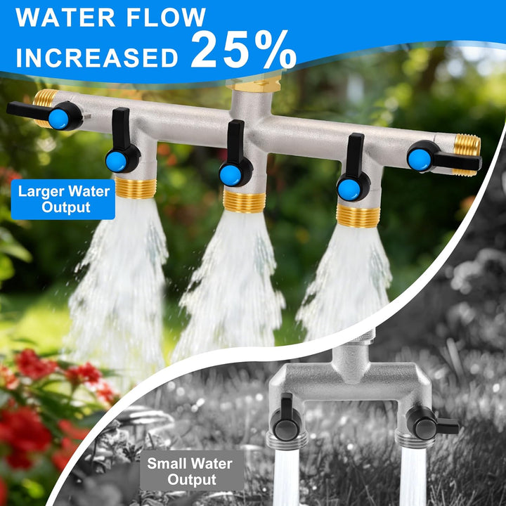 5-Wege Verteiler [Grosser Durchfluss], 3/4 Zoll Wasserhahn Wasserverteiler aus Vernickeltem Messing,