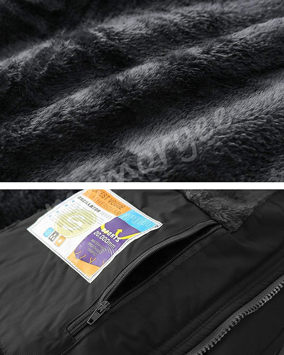 Memoryee Herren Ski Jacke Warmer Gefüttert Winter Fleece Mantel Wasserdichter mit Abnehmbarer Kapuze