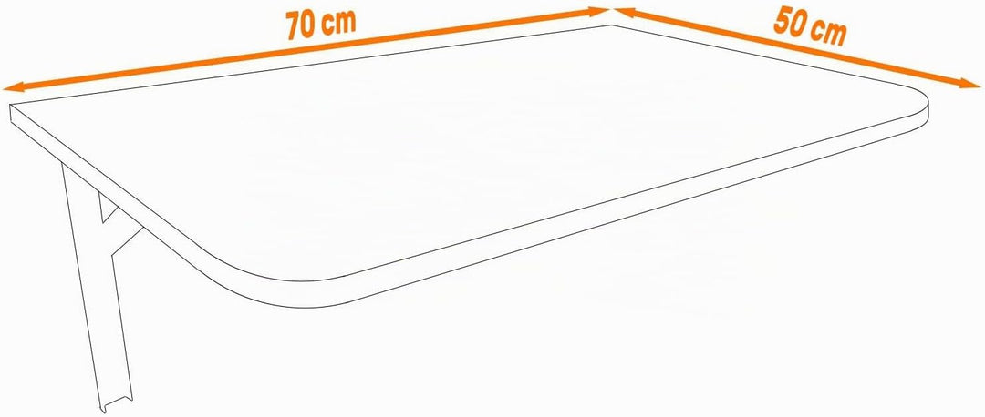 AKKE Klapptisch Wandklapptisch Esstisch - Klappbar Faltbar Platzsparend - Abgerundete Ecken - 70cm x